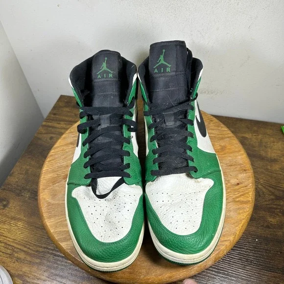 Air Jordan 1 mid Pine Green White Black Men's Sneakers Size 16 852542-301